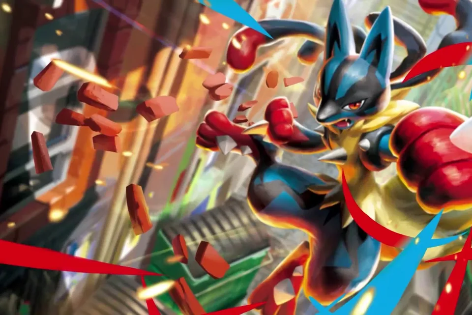 Mega Lucario key art from the Pokémon TCG Mega Evolution expansion