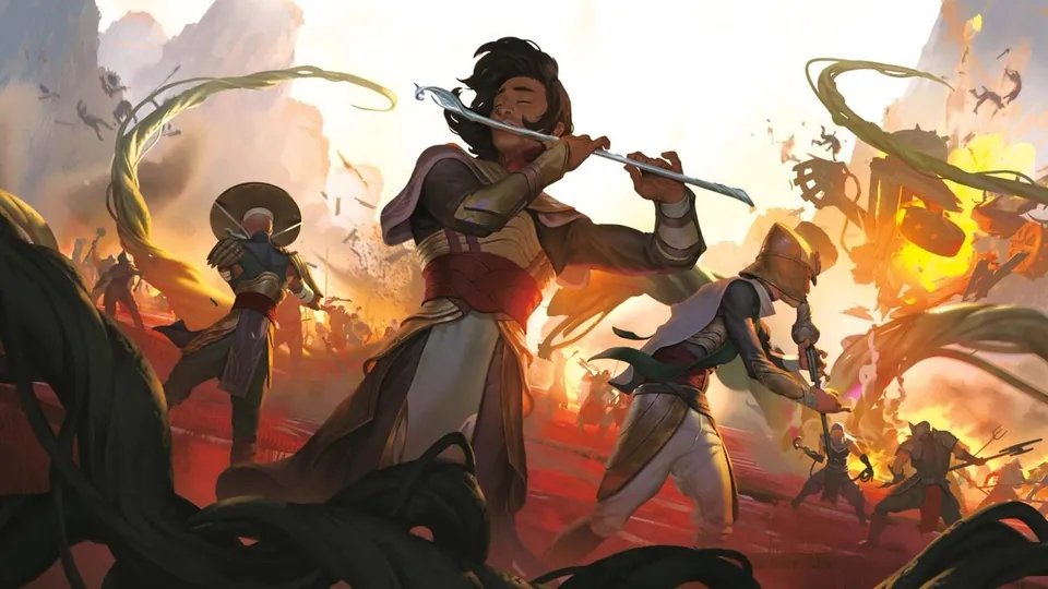 Painted battle key art from Riftbound, the League of Legends trading card game
